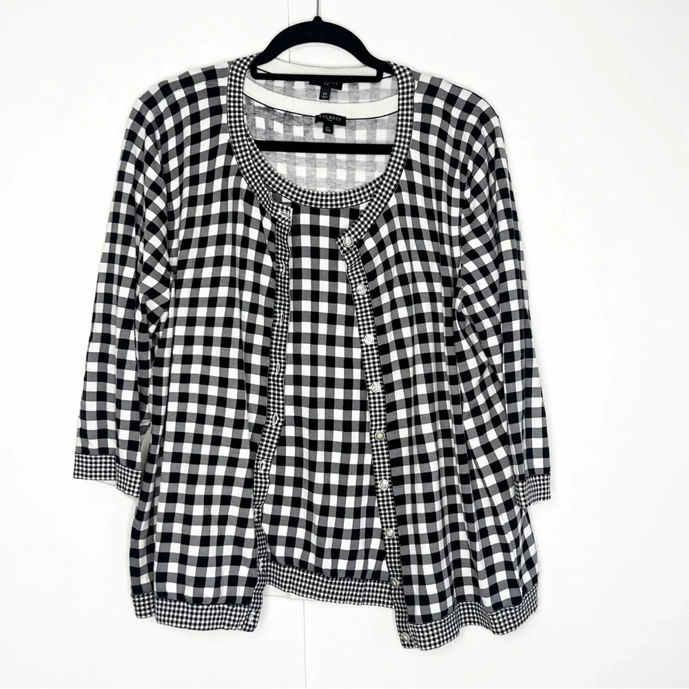 Talbots Gingham Cardigan Sweater Set - Picture 1 of 10